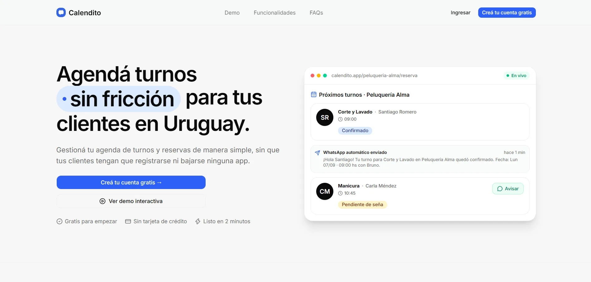 Pantalla principal de Calendito